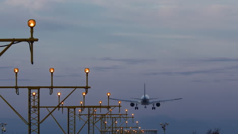 airplane landing at night