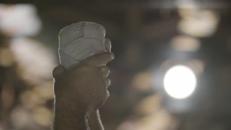 referee raising winners hand, boxing, close up