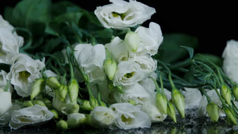 white eustoma bouquet close-up