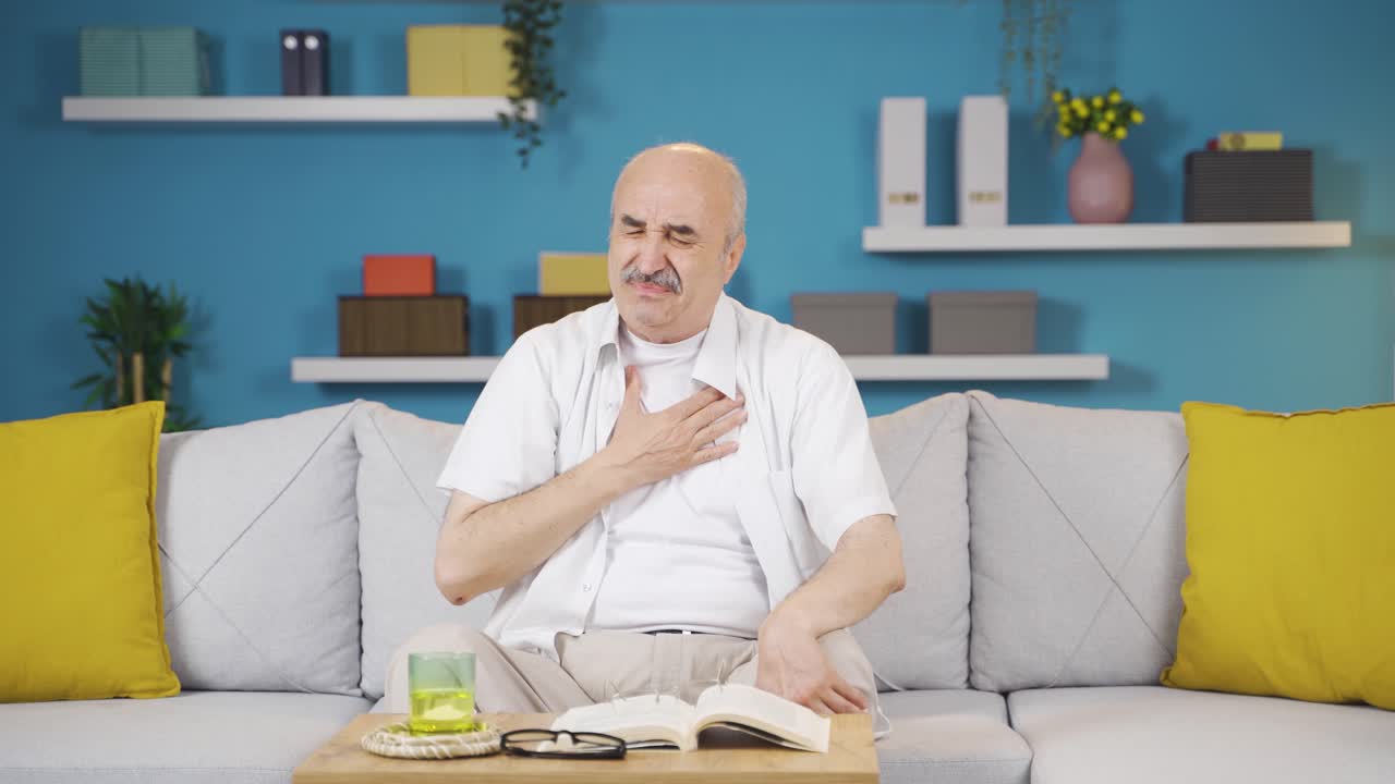 The sick old man can't stop coughing.