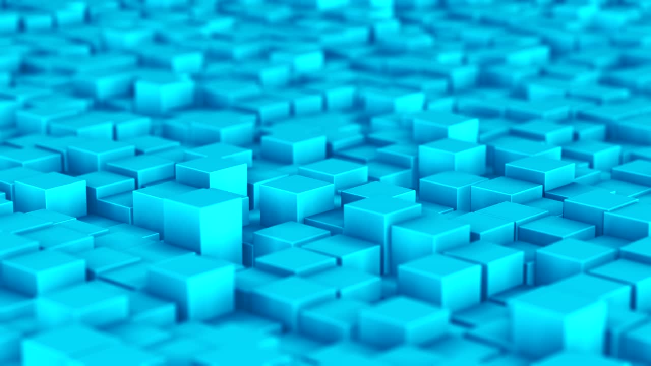 Slow motion of blue cubes 3D video background
