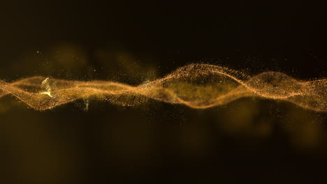 abstract luxurious, premium glittering golden particles wave motion background floating in cyberspace loop background