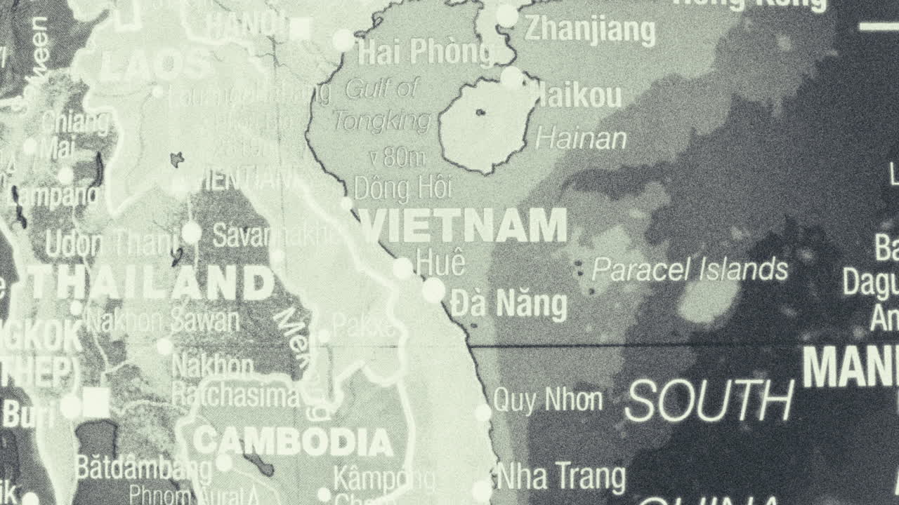 Vintage Map of Vietnam and Southeast Asian Countries