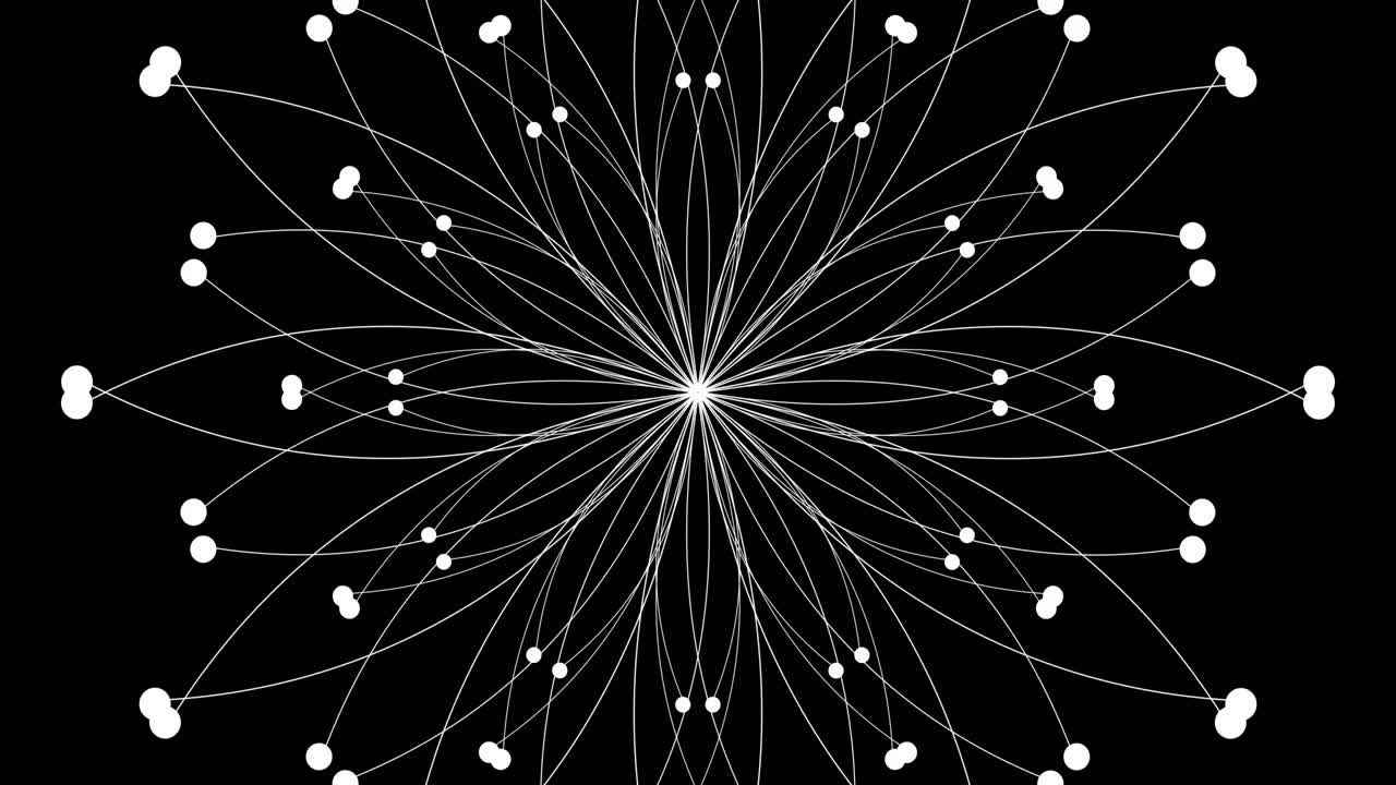 White lines and circles rotating mandala footage