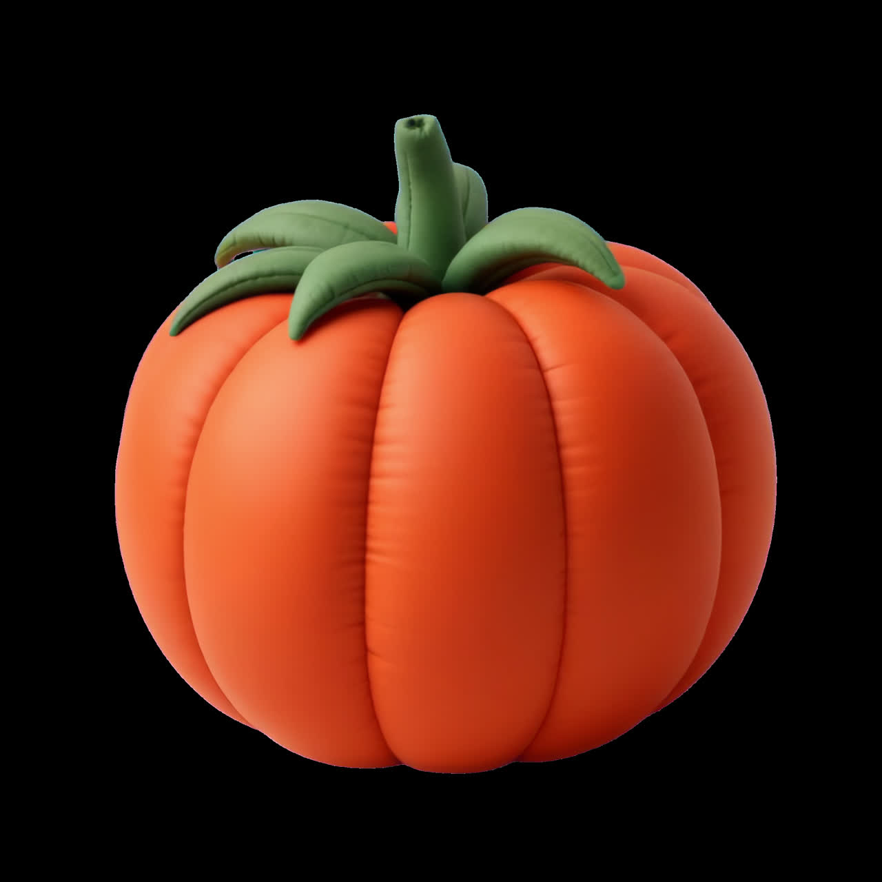Inflatable pumpkin with green stem animation isolated asset, transparent 4K video, alpha channel