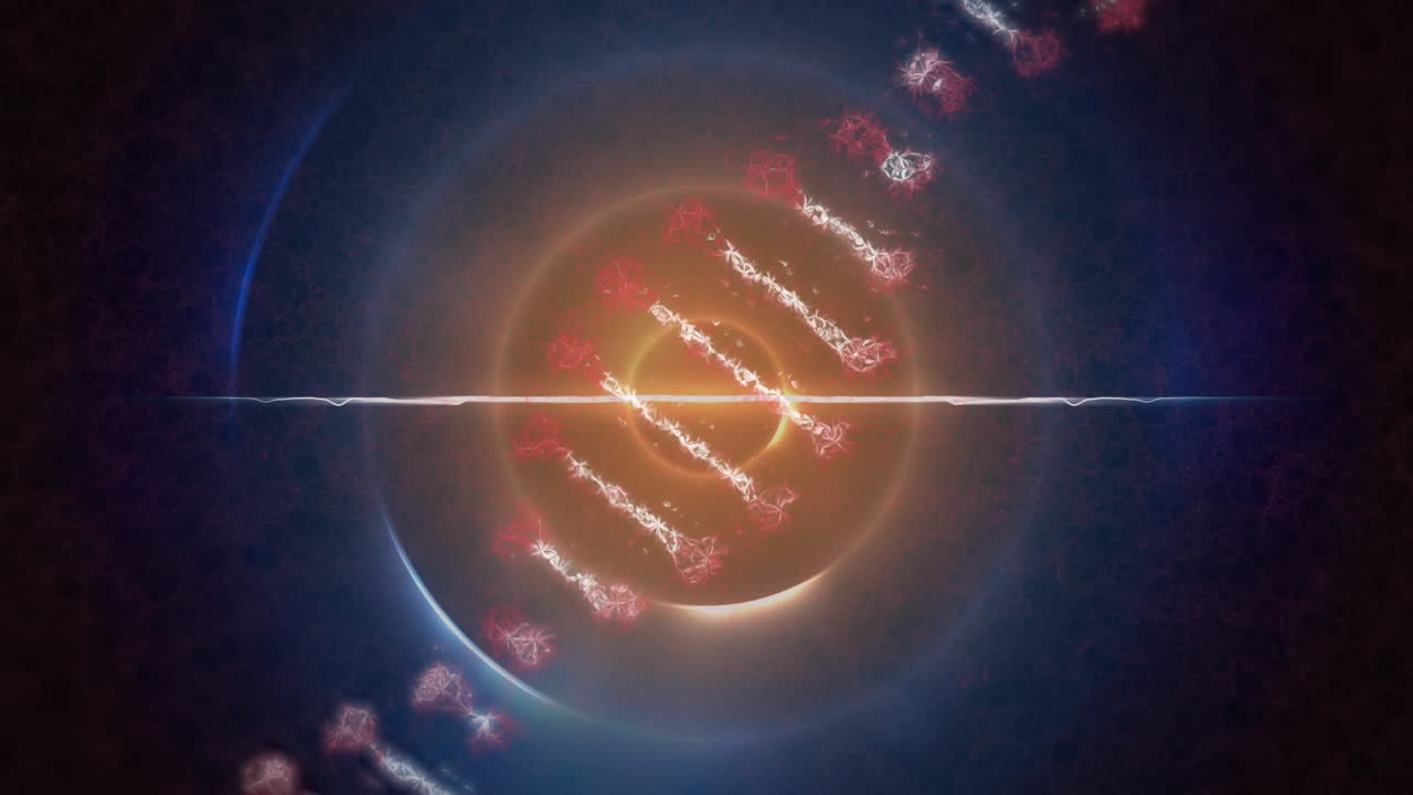 파란색 원 위에 있는 dna 가닥의 애니메이션