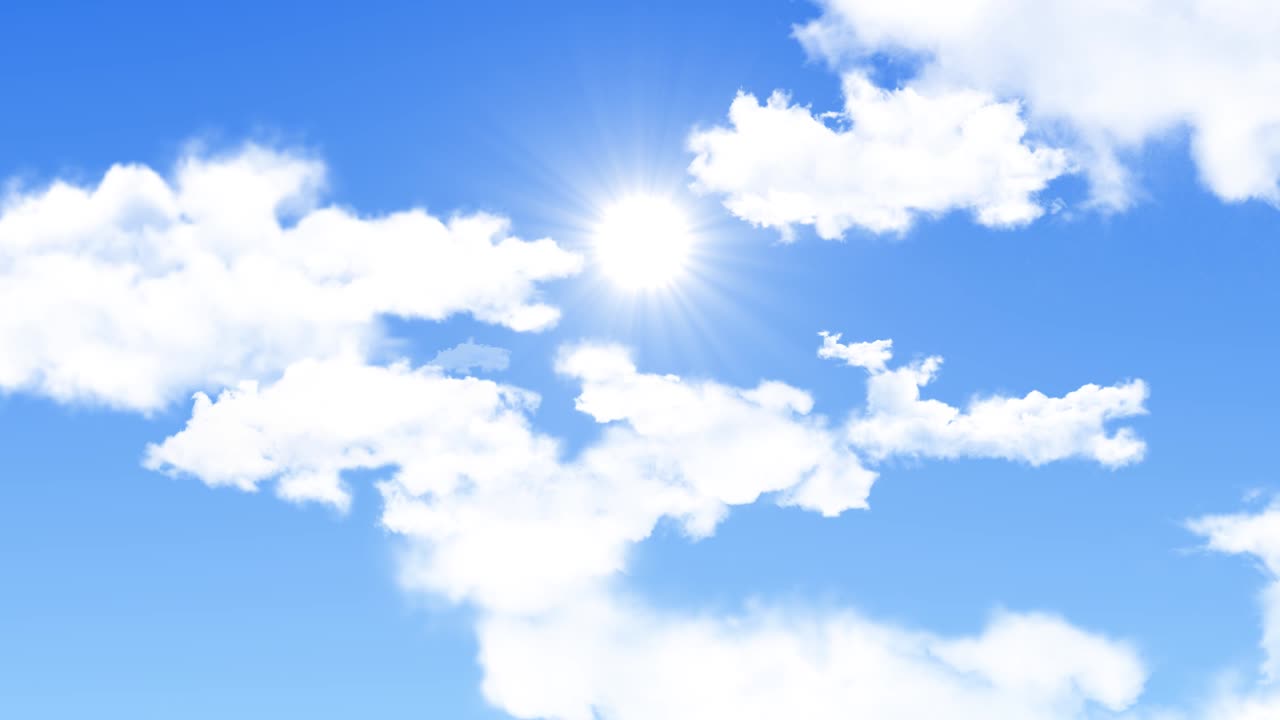 아름다운 파란 하늘과 구름 루프 애니메이션 배경 녹색 화면.
