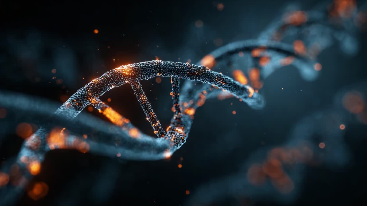 Esplorando l'Intricata Struttura del DNA: Un Viaggio Affascinante Attraverso le Complesse Connessioni e i Rilievi Fluorescenti del Materiale Genetico