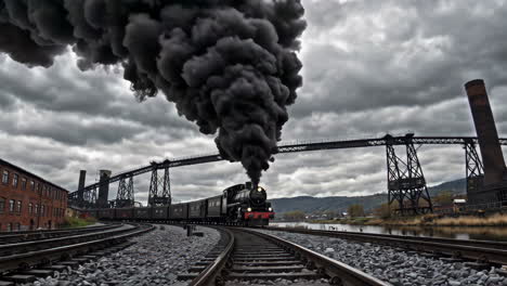 steam train in industrial setting