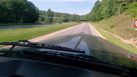 cracked glass on windshield of diesel truck on the road