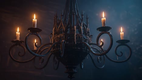 a stunning close-up of an ornate chandelier casting soft light with flickering candles, perfectly capturing elegance and ambiance in a dimly lit setting
