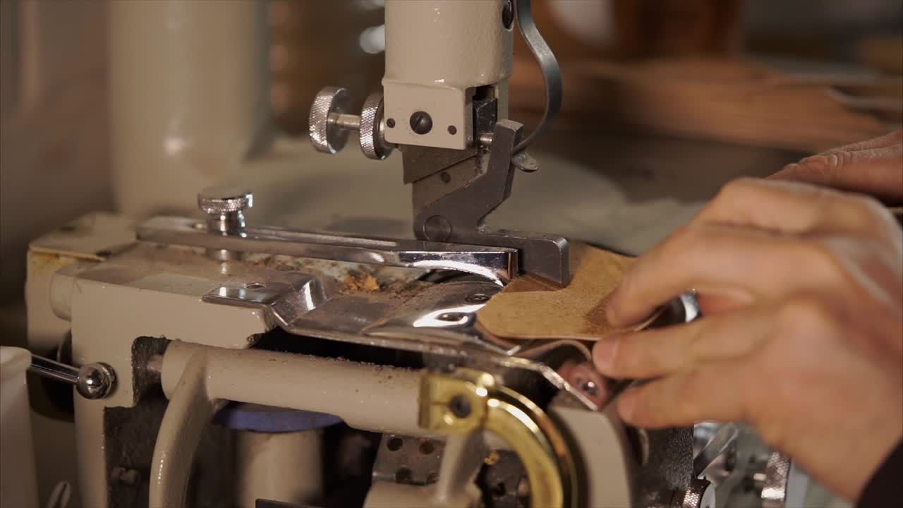 Shoemaking Process with Vintage Sewing Machine
