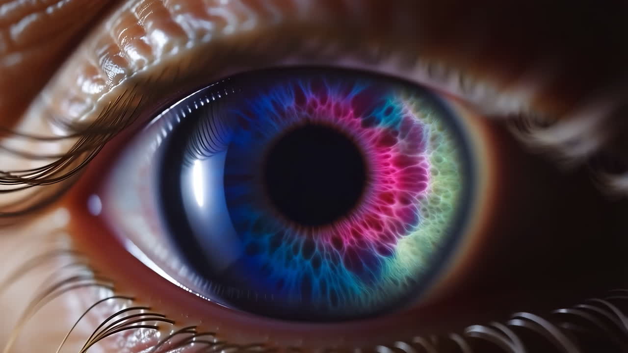 Close-up of a Vibrant Multicolored Human Eye