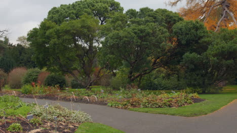 Empty-park-area-of-National-Botanic-Gardens-of-Ireland-in-Dublin,-Ireland-under-a-cloudy-day