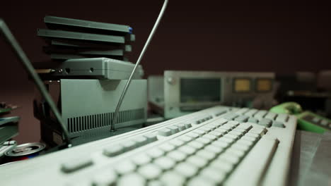 computadoras viejas de los años 80 en un centro de computación abandonado