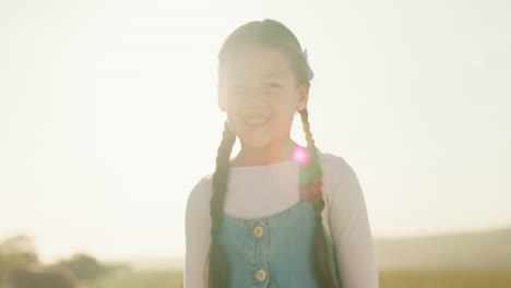 happy, little girl and smile for agriculture