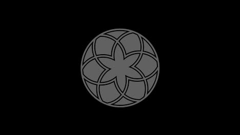 objeto gráfico en blanco y negro con efecto estroboscópico e hipnótico, que gira en el sentido de las agujas del reloj disminuyendo el tamaño de pantalla completa a desaparecer en el centro, en formato de video 16: 9
