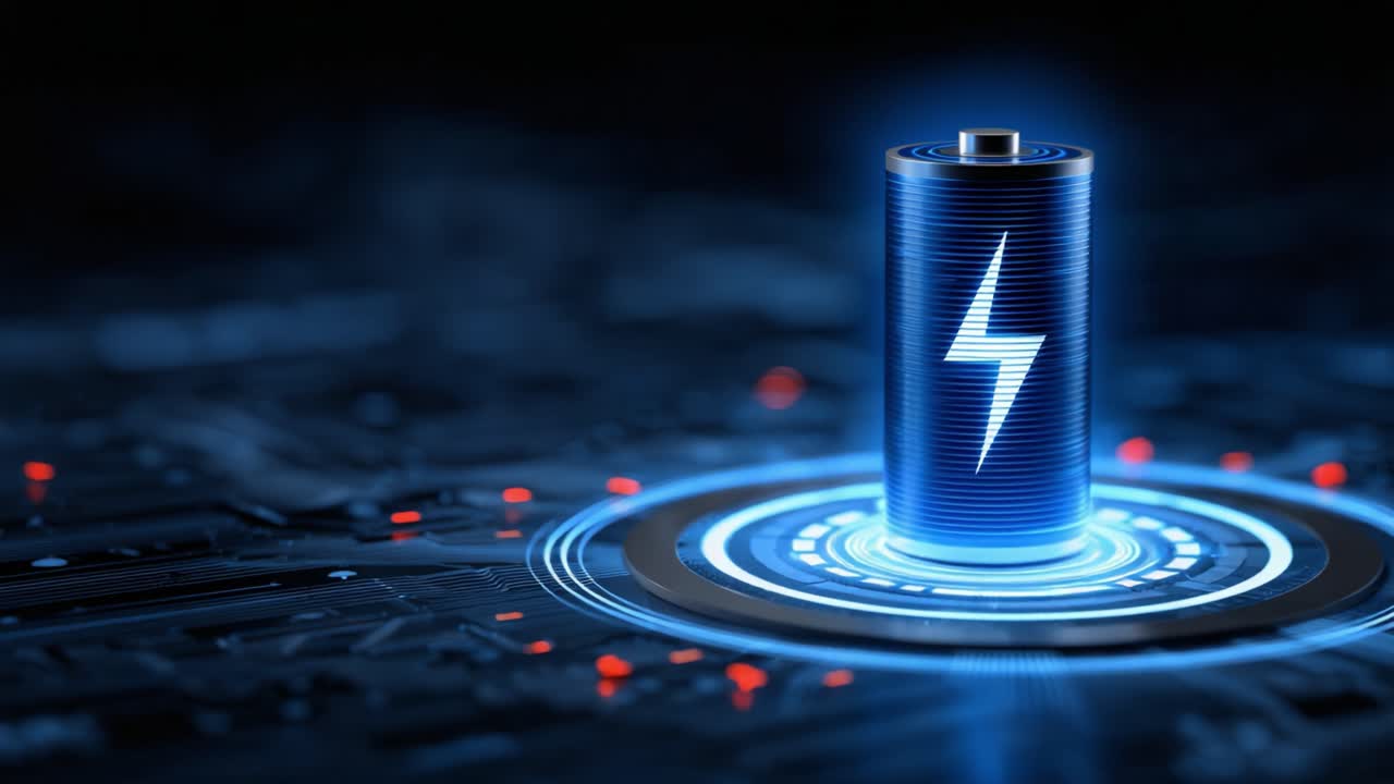 Illuminated Battery Design with Lightning Bolt Icon Representing Energy Storage and Technology Concept in a Sophisticated Digital Environment