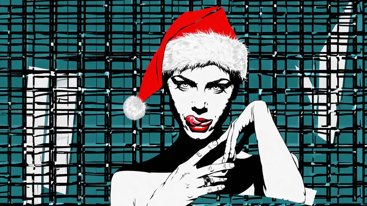 mujer con sombrero de santa, retrato gráfico