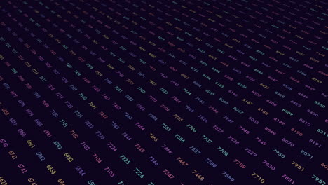 Digital binary code with random neon led numbers on computer screen