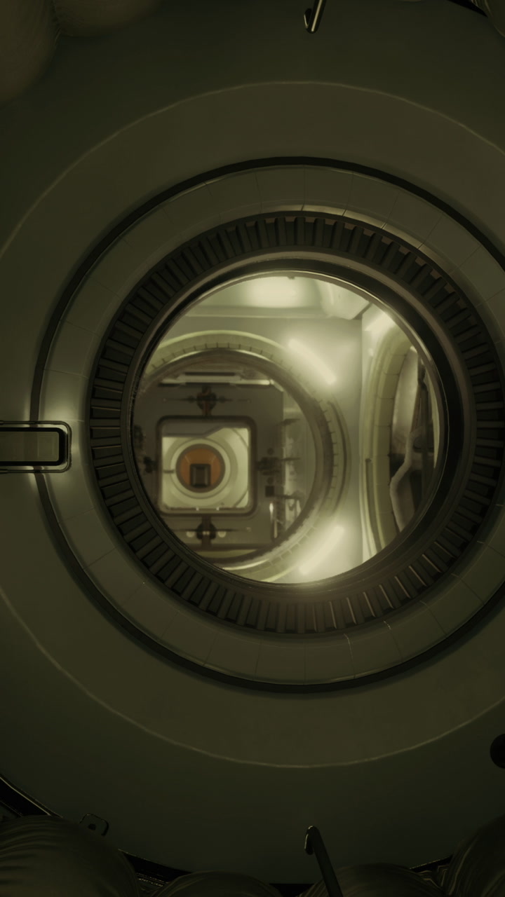 View inside a futuristic space capsule with intricate design elements