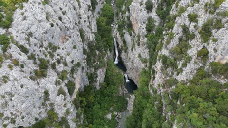 waterfall gubavica croatia overhead drone aerial view