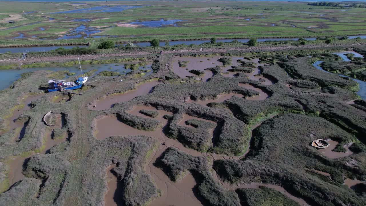 tollesbury 선착장, 에식스, 영국에 있는 블랙워터 강 염습지의 풍경