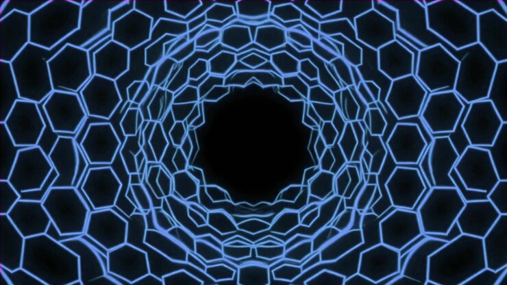Animação Abstrata de Túnel Hexagonal Azul
