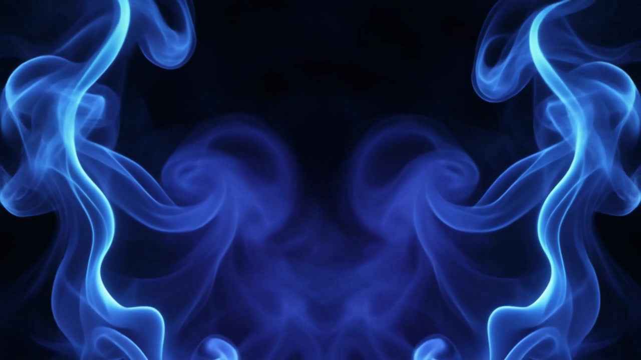 Abstract Blue Smoke Swirling Against a Black Background