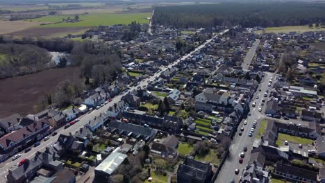 aerial view of the scottish town of edzell on a sunny spring day, angus, scotland