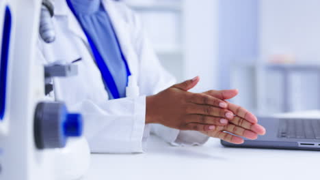 Scientist-hands,-woman-and-hand-sanitizer-spray