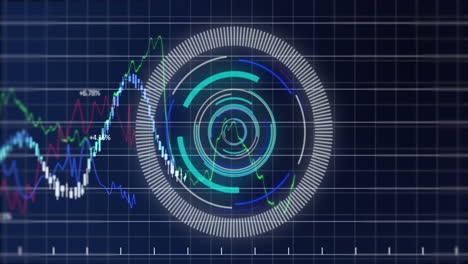 Animation of scope scanning and data processing over blue background