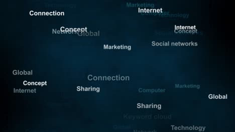 remote work concept animation with word tag cloud on blue background. loop 4k