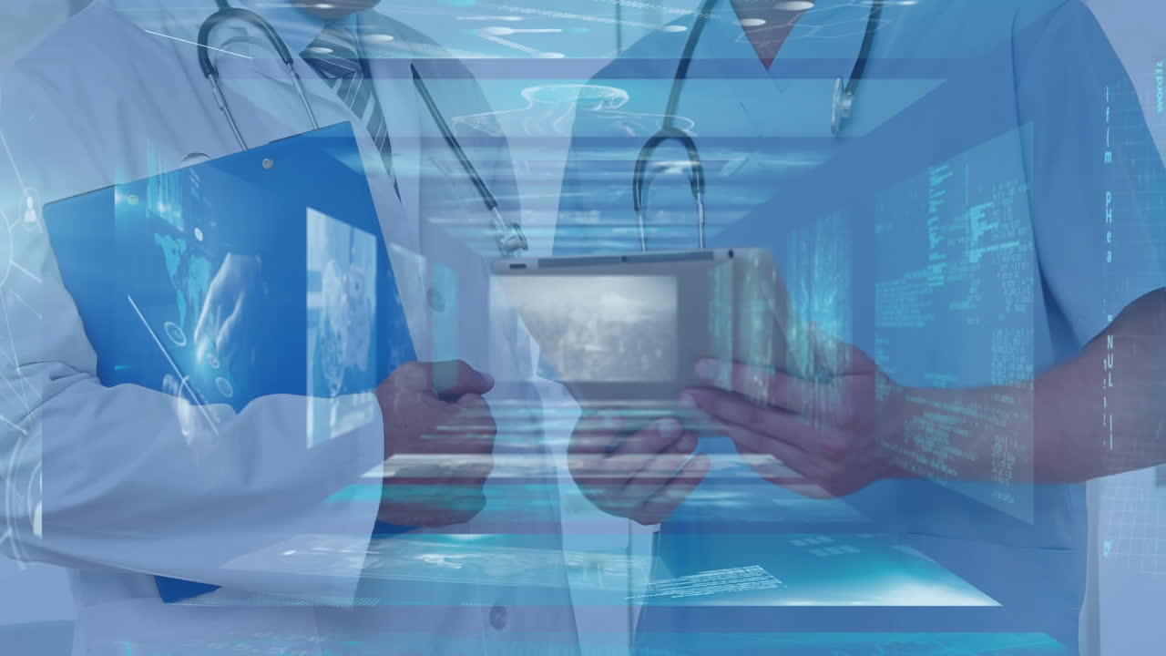 다양한 의사들에 대한 데이터 처리의 애니메이션