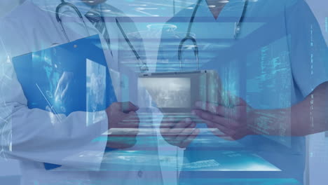 animación del procesamiento de datos sobre diversos médicos