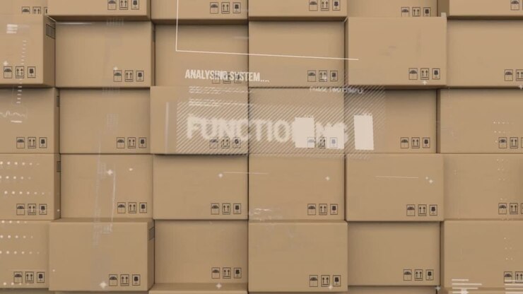 Digital interface with data processing against stack of delivery boxes