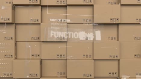 interfaz digital con procesamiento de datos contra la pila de cajas de entrega