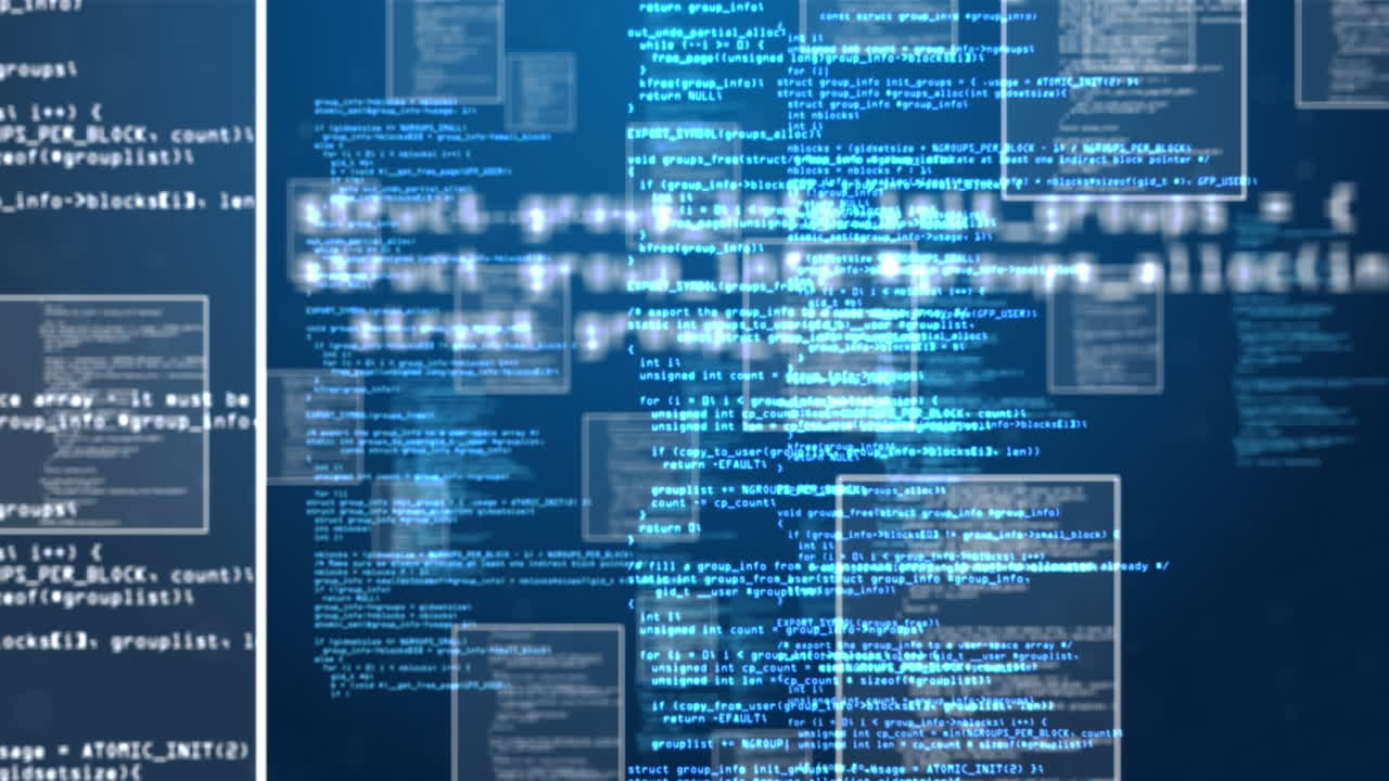 animación del procesamiento de datos sobre un fondo negro