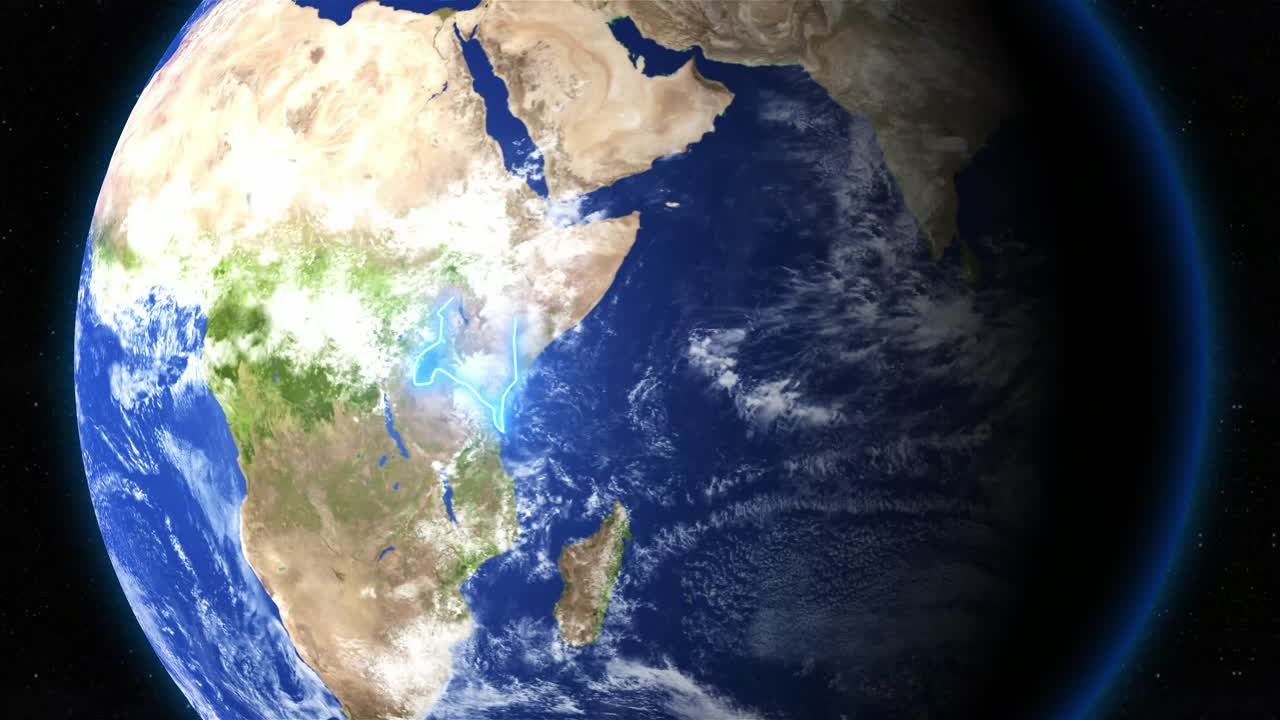 Planet Earth Highlighting The Country Of Kenya With Blue Outline. - graphics