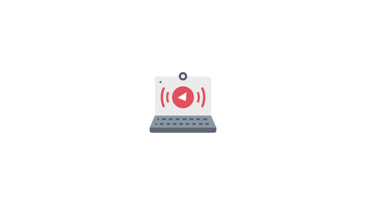 Animated Icon of Laptop with Webcam and Live Stream