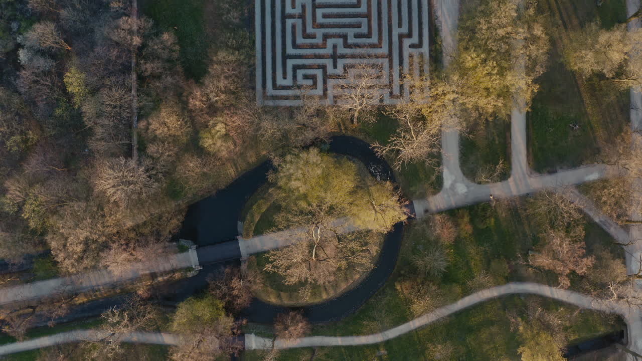 Park with Maze and Water Feature