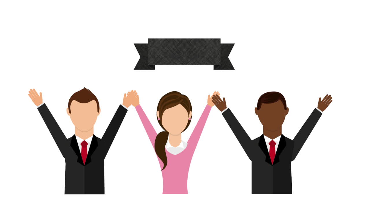 팀으로 성공을 축하하는 것