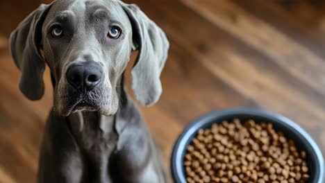 great dane waiting for food