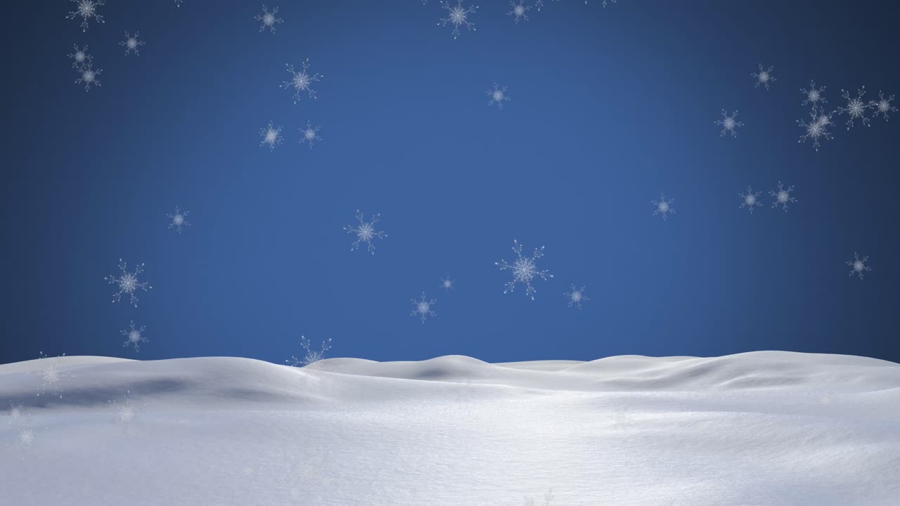 눈과 파란색 배경 위에 떨어지는 눈송이의 애니메이션