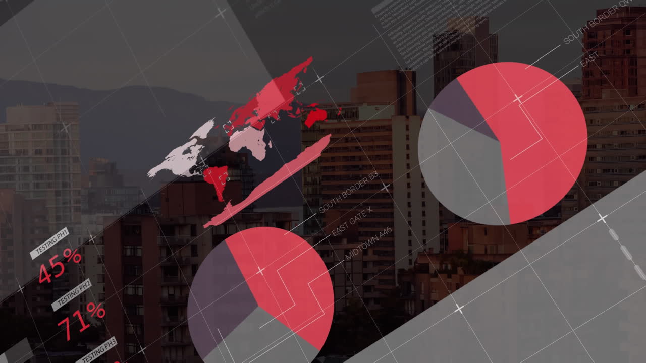 도시를 배경으로 한 데이터 처리의 애니메이션