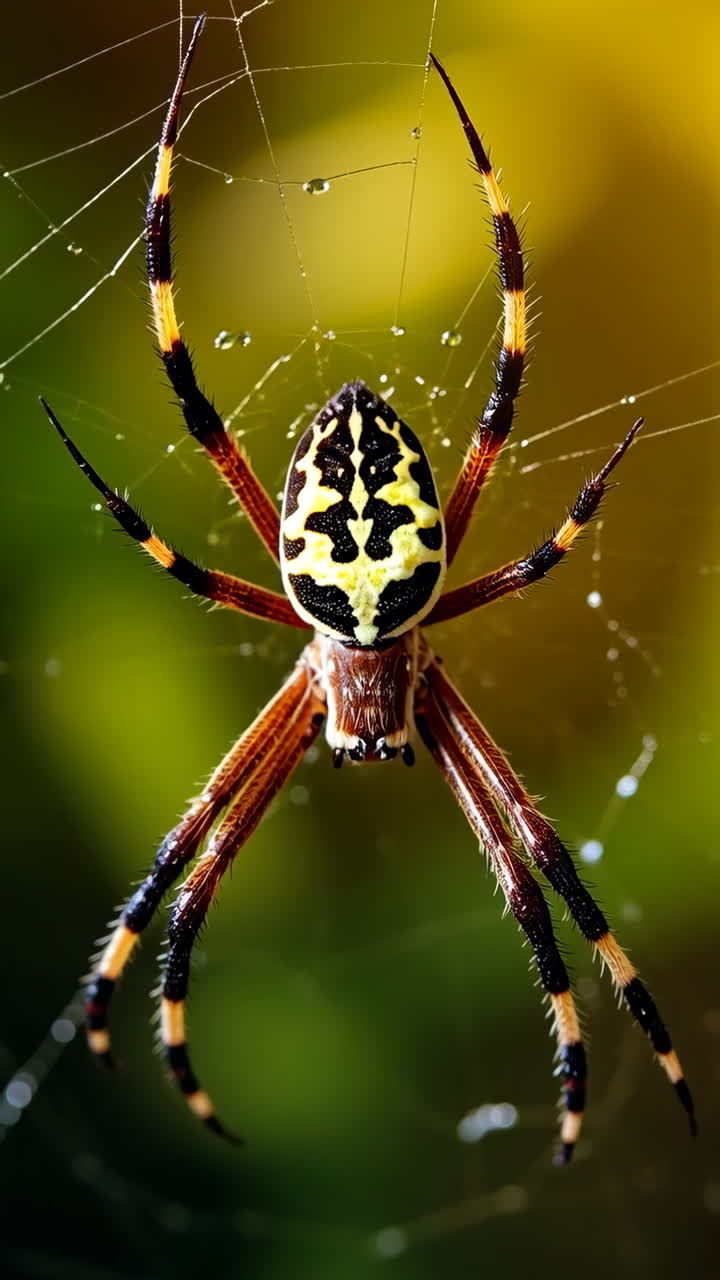 primer plano de una araña en su red