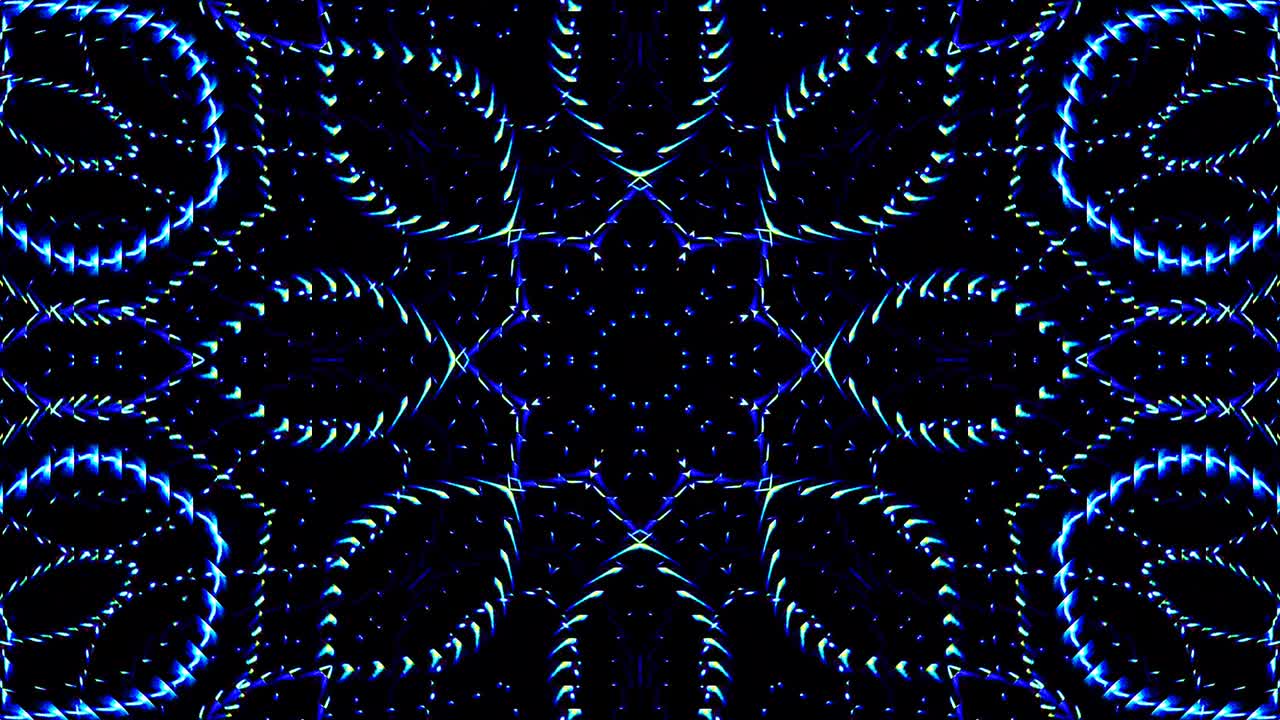 las líneas brillantes brillantes establecen un movimiento de onda azul, colorido, sobre un fondo negro