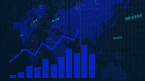animation of data processing and statistics over world map
