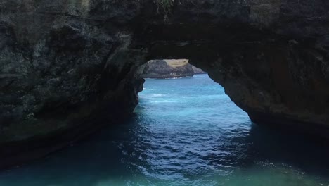 daring aerial view flight slowly rising up drone shot of
broken beach at nusa penida in bali indonesia