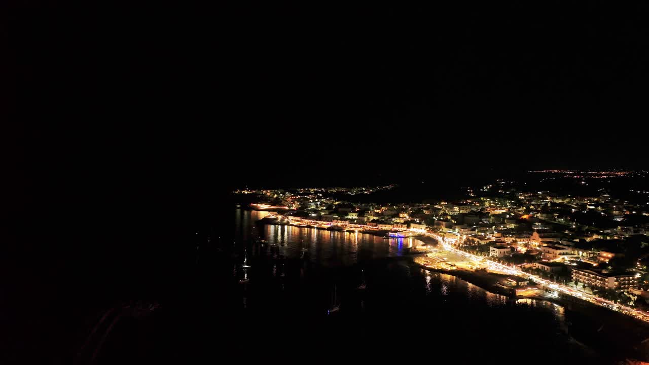 Breathtaking 4K drone footage of Santa Maria di Leuca at night, with stunning coastal lights